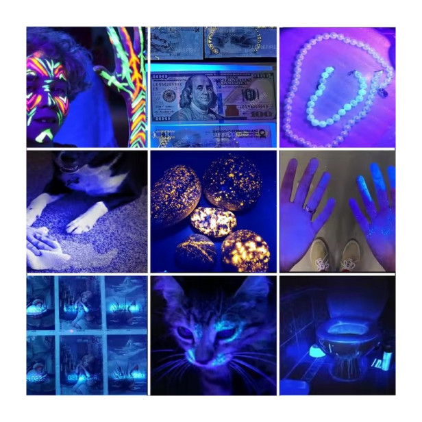 UV-LED lámpa - 15W - Ultraibolya fény - Akkumulátorral és töltővel