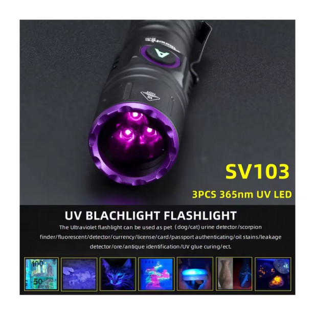 UV-LED lámpa - 15W - Ultraibolya fény - Akkumulátorral és töltővel
