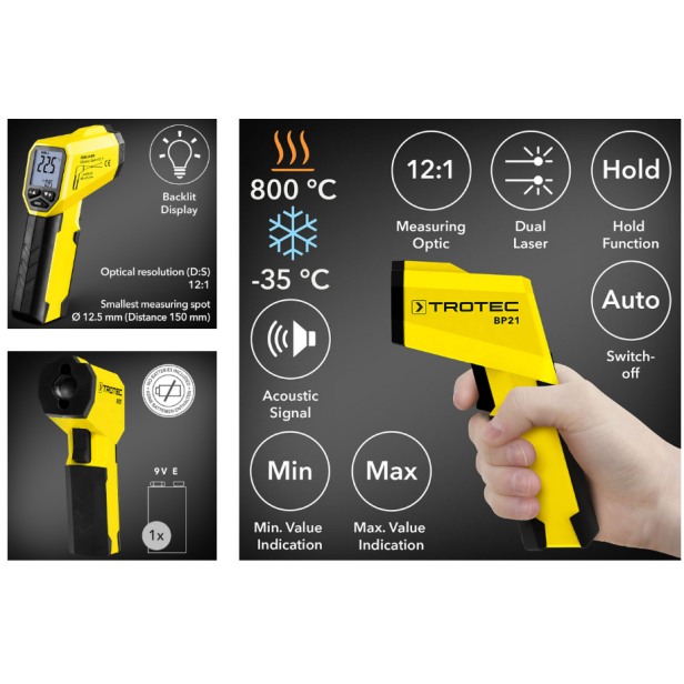 Pirométer, infravörös termométer - Trotec  - BP21