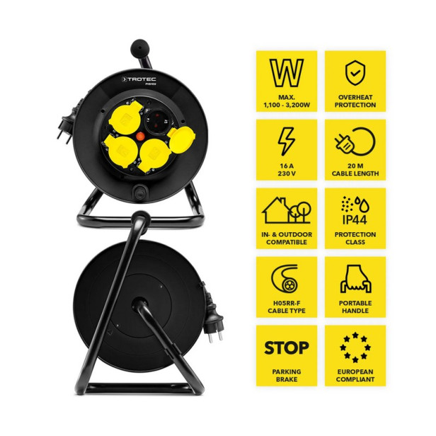 Professzionális, minőségi hosszabbító, kábeldob - 20 m / PVD1EU