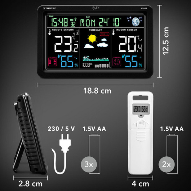 Időjárásállomás kültéri szenzorral Trotec BZ29 OS 