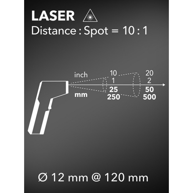 Pirométer, infrahőmérő variálható érzékenységi fokozattal - Trotec BP17