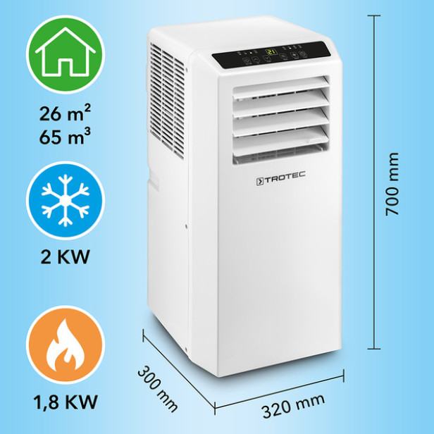 Mobil klíma PAC 2010 SH, 2 kw -távirányítóval, LED kijelzővel