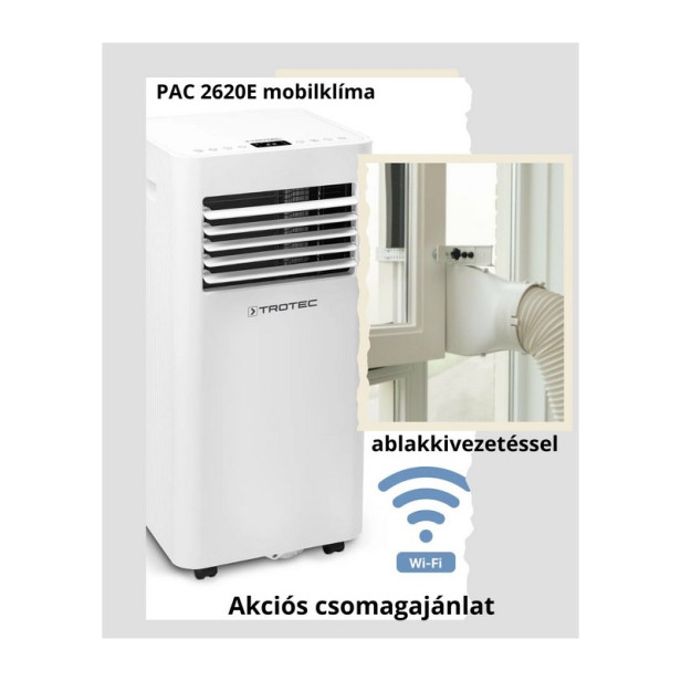 Mobil klíma PAC 2620 E ablakelvezetéssel akciós csomagban 