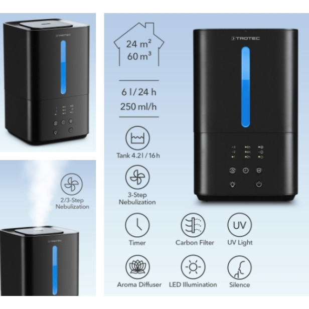 Ultrahangos párásító Trotec B 3 E  6l/nap, 24m2