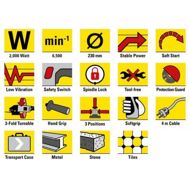 PAGS 10-230 Kétkezes sarokcsiszoló, flex, 2000W 