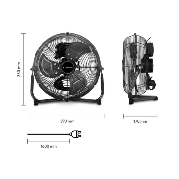 Padlóventilátor 42 W teljesítmény Trotec TVM 10