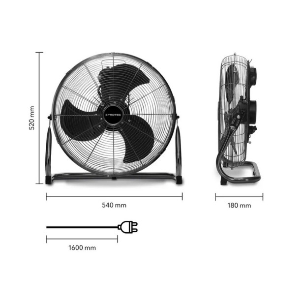 Padlóventilátor 115 W teljesítmény Trotec TVM 19