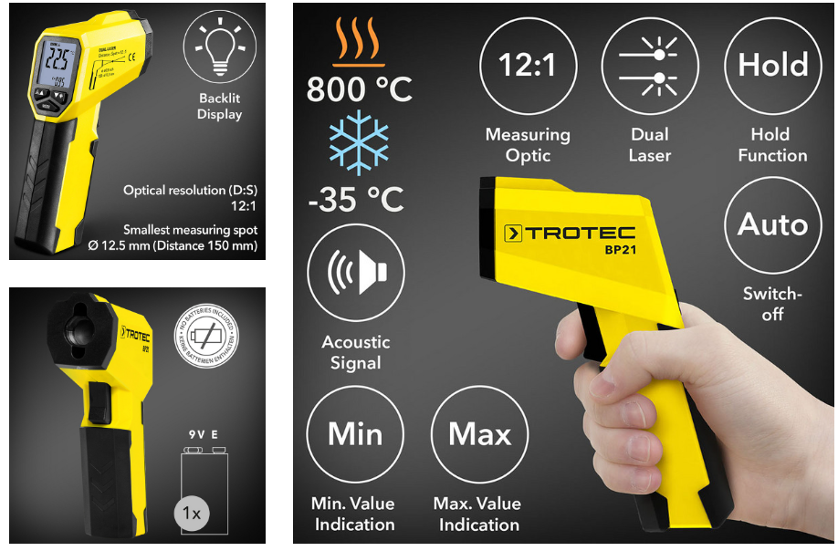 Pirométer, infravörös termométer BP21