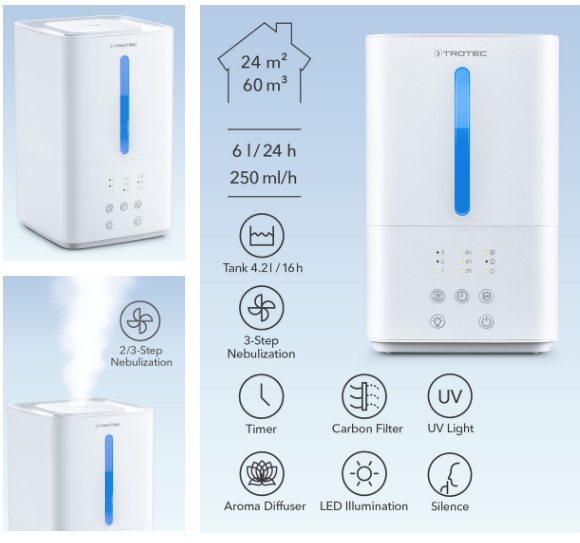 Ultrahangos párásító B 3 E fehér színben